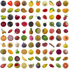 set of fruits and berries isolated on white background