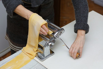 homemade noodles, housewife cooking food