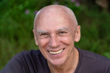 Seniors portrait, happy old caucasian man. Close up