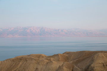 Dead sea view with  a hill.