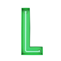 Neon style light L. Glowing neon Capital letter. 3D rendering