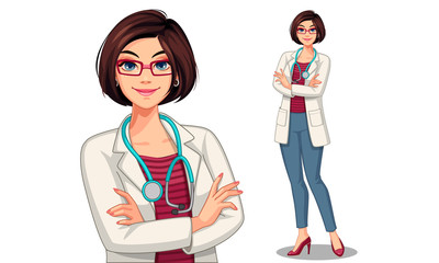 Beautiful young lady doctor vector illustration1