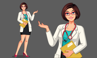Beautiful young lady doctor vector illustration2