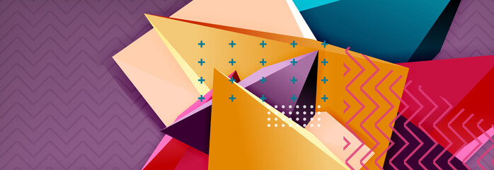 Abstract background, colorful minimal abstract triangle composition