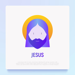 Cartoon Jesus icon in flat gradient style. Modern vector illustration.