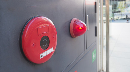 Emergency of Fire alarm system notifier or alert or bell warning equipment use when on fire in...