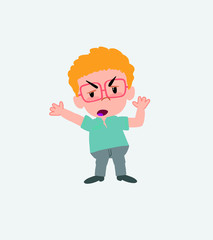 Businessman in casual style argues something with a gesture of discontent.