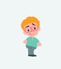 Businessman in casual style smiling peacefully.