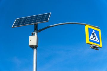 street lighting, supports for ceilings with led lamps. concept of modernization and maintenance of...