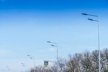 street lighting, supports for ceilings with led lamps. concept of modernization and maintenance of...