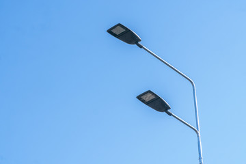 street lighting, supports for ceilings with led lamps. concept of modernization and maintenance of...