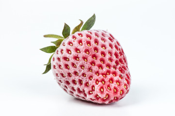 Frozen strawberry isolated on white background