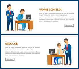 Worker Control and Good Job Poster. Company leader