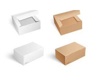 Fototapeta premium Packages and Boxes with Opened Cap Set Vector
