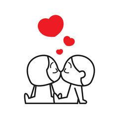 happy valentine couple kissing