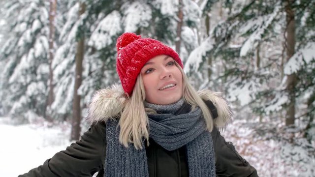 Happy woman enjoying of winter landscape