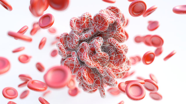 Closeup of a Erythrozytenaggregation - 3D rendering