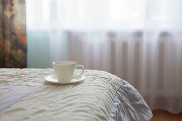 Fototapeta na wymiar Morning coffee in bed