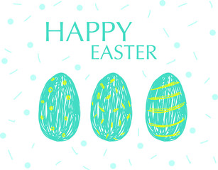Happy Easter eggs hand drawing