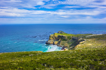 Picturesque view of Cape of Good Hope - the most south-western point of the African continent. Cape Peninsula, South Africa. 