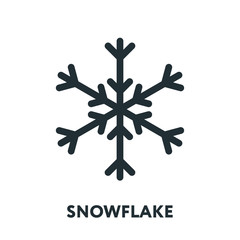 Snow Snowflake Vector Flat Line Stroke Icon.