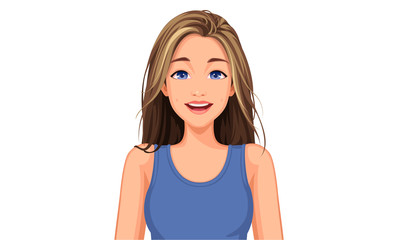 Vector illustration of beautiful teenage girl with different facial expression 6
