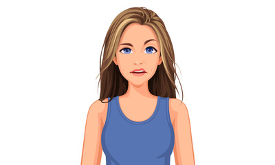 Vector illustration of beautiful teenage girl with different facial expression 18