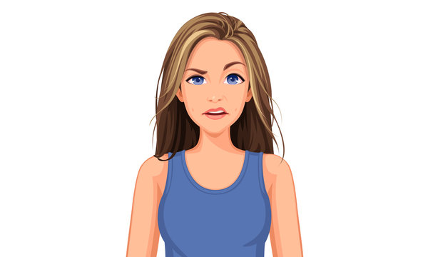 Vector illustration of beautiful teenage girl with different facial expression 19