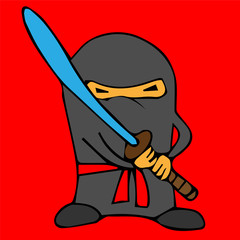 ninja karate sword cartoon isolated vector silhouette