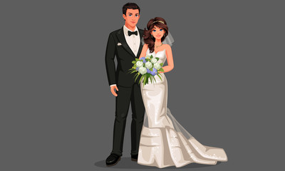 Vector illustration of beautiful wedding couple