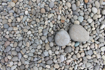 Big stones among smaller pebbles, in the garden.