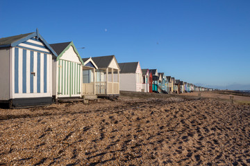 Obraz na płótnie Canvas Beach huts at Thorpe Bay, Essex, England