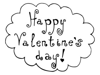 Happy Valentine's Day love text contour vector