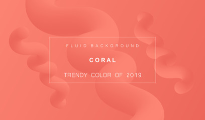 Coral trendy color of 2019. Gradient fluid abstract background. Modern texture for layout, banner, poster, flyer, card, web design. Vector eps10.