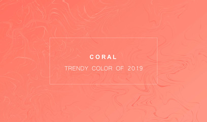 Coral trendy color of 2019. Gradient luxury abstract background. Modern texture for layout, banner, poster, flyer, card, web design. Vector eps10.