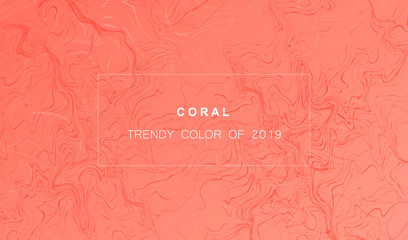 Coral trendy color of 2019. Gradient luxury abstract background. Modern texture for layout, banner, poster, flyer, card, web design. Vector eps10.