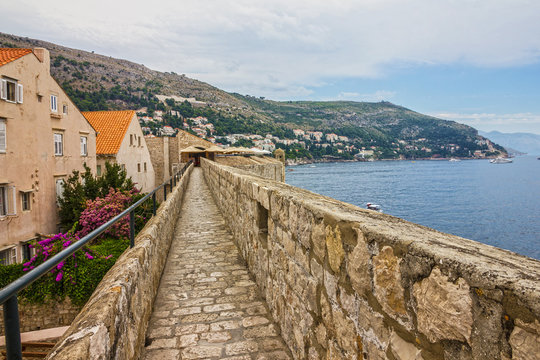 Dubrovnik ancient fortress sea view, Croatia