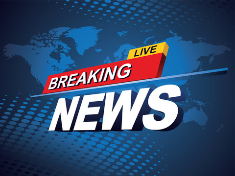 Breaking news with world map background. Vector