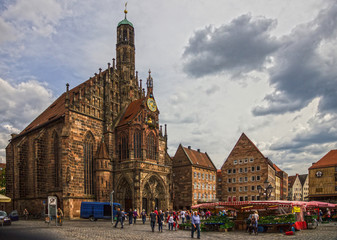 Nuremberg, Germany: Bavaria, Frauenkirche view on Hauptmarkt square