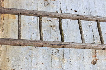Old wall with stepladder.