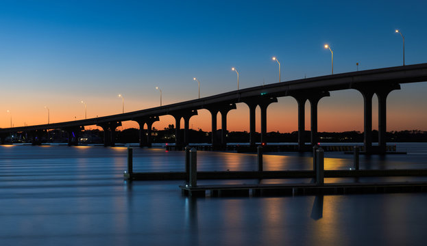 Vilano Bridge at dusk in St. Augustine, Florida