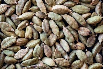 Dry spice cardamom closeup.