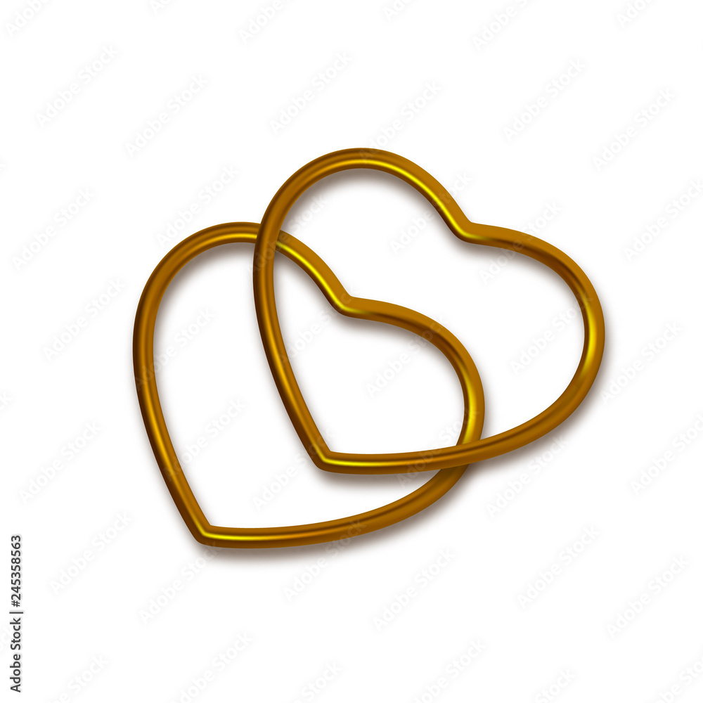 Poster Two pairs of golden frames isolated on white background. Vector Illustration. - Vector