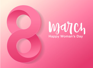 8 march Happy Womens day sale banner. Beautiful Background with hearts. Vector illustration for website , posters, ads, coupons, promotional material - Vector