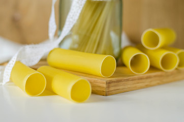 pasta, raw cannellones and spaghetti