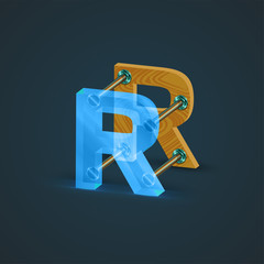 3D, realistic glass and wood character, vector