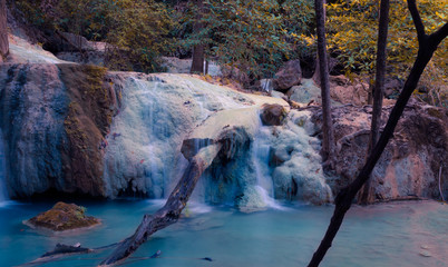 Small waterfall are beautiful color. Among the forest in national park of Thailand.