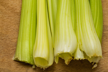 Close up of fresh green celery sticks