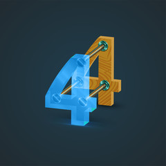 3D, realistic glass and wood character, vector