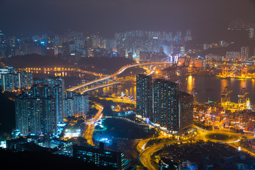 Fototapeta na wymiar Hong Kong skyline view from Sky 100 observation deck, Hong Kong